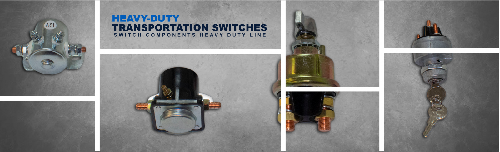 Switch Components introduces its new Heavy-Duty switch line for the vehicle industry, that includes Battery Disconnects, Ignition switches and Solenoids. Our Heavy-Duty components are designed, manufactured and tested for maximum durability and reliability, even when used in the most demanding applications.    Switch Components offers Battery Disconnects designed to cut-off electrical power and help protect against electrical fires and theft when equipment is not in use, provide a reliable shutdown of power during maintenance, and prevent parasitic loads from draining the battery during inactivity. They are available with steel or diecast cases and O-rings feature in the operating shaft for additional moisture and dirt protection.  Ignition switches can be used in a variety of transportation and industrial applications ranging from run/start ignition to single-point control for lights and accessories. Switch Components offers universal components that easily replaces any other type of ignition key switch with similar mounting dimensions. Ask us if you need specialized ignition starter switch for trucks, marine, farm tractors, forklifts, excavators, snowmobiles, golf carts or lawn mowers.  Our mid current rated Solenoids are offered in continuous or intermittent duty cycles, different groundings and materials to match your application.