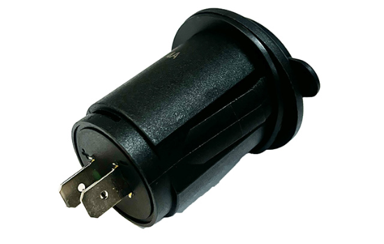 Back of USB-A Dual Port Charger, 2.4A + 2.4A (Independent Power Per Port), LED Indicator Close-up of the back of a USB-A dual port charger, providing 2.4A per port with independent power and LED indicators for each._1
