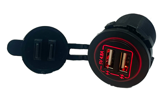 USBA Dual Port Charger, 2.4A + 2.4A (Independent Power Per Port), LaserEtched Backlight with laser-etched backlight._0