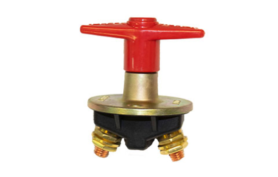 This battery disconnect switch is used as a battery isolator in marine, transportation and automotive applications. The switch's bright red T-handle is fixed, highly visible and easily utilized in cases of emergency use. It is water and dust protected and_0