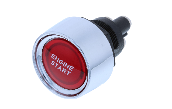 Engine starter button switch with LED illuminated button. Find the SA series available in three different colors (Red, Green and Blue) and with either ENGINE START printed text or blank face actuators. Supplied with a rear nut for easy dash panel mounting