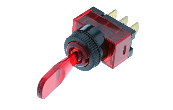 Wedge and duckbill toggles manufactured from a polycarbonate material that ensures protection against water and moisture, ideal for marine applications. Available with different handle options and LED illumination in four different colors: Red, Amber, Gre