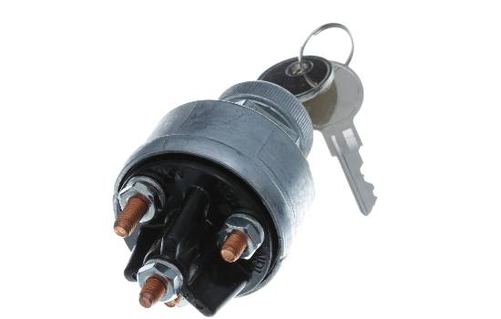 Universal 4 Position Ignition Switch; Easily replaces any other type of ignition key switch with similar mounting dimensions (Mounting Stem 7/16” long, 3/4” - 20 Thread). Heavy-duty zinc diecast construction to withstand harsh environments. Available with