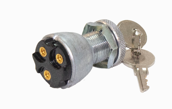 General purpose universal locking switch that provides security and safety for 15A 6VDC / 10A 12VDC applications with similar mounting dimensions (Mounting Stem 3/4” long, 3/4” - 20 Thread). Compact heavy-duty zinc diecast construction with bronze contact