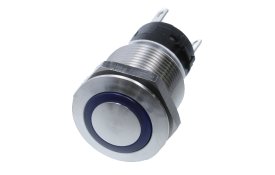 Switch Component’s Inc anti-vandal switches are commonly used for vandal resistance in public applications. Designed with a stainless steel body and sealed to an IP67 rating, PD series is available in three ring illuminated colors: red, blue, and green an