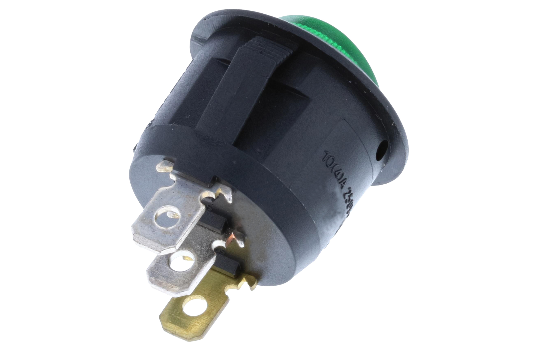 RA2-1A-DC-2-GL-ROCKER SWITCHES(2) RA2 RA2 Round Rockers are illuminated by a dot LED offered in four different colors. Its snap-in design is compatible with a majority of standard panel cutouts. Used in a wide variety of applications including appliances and computers and peripherals.