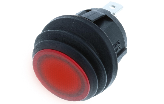 RA4 Round Rockers are illuminated by a dot LED offered in four different colors. Its snap-in design is compatible with a majority of standard panel cutouts. Used in a wide variety of applications including appliances and computers and peripherals.