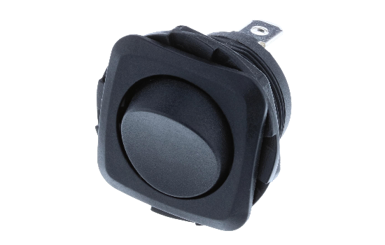 RB1-1A-DC-2-B-ROCKER SWITCH Switch Components Inc’s RB Series are designed as a round hole rocker with a square face that has multiple illuminated options. Designed with dust resistant black nylon housing with back-up nut design. It is great for automotive, marine and industrial app