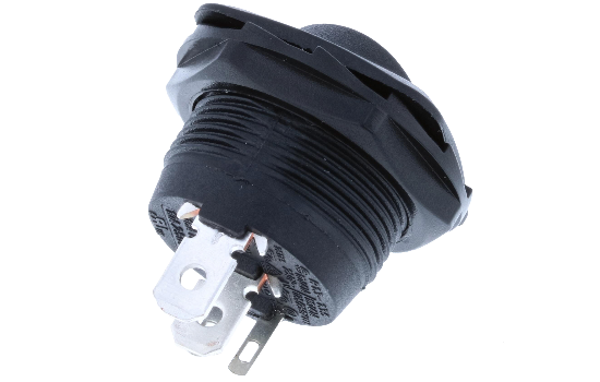 RB3-1A-DC-2-RL-ROCKER SWITCH(2) Switch Components Inc’s RB Series are designed as a round hole rocker with a square face that has multiple illuminated options. Designed with dust resistant black nylon housing with back-up nut design. It is great for automotive, marine and industrial app