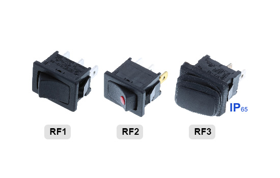 RF1 Mini rockers are offered non-illuminated or illuminated and with different legend options. These rectangular shape rocker is available in either a momentary or latching actuation. Ideal for small appliances, industrial controls and lighting panels.