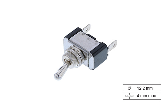 Switch Components Inc’s TA1 toggles are available in different Single Pole circuits and with tab and screw terminal options. These switches can be used in a variety of applications including automotive, marine, commercial or industrial equipment.
