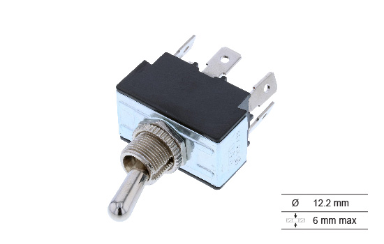 TB toggles can be used in a variety of applications including automotive, marine, commercial or industrial equipment. These switches are available in a wide range of momentary and maintained double pole circuits and terminations. They fit the industry sta