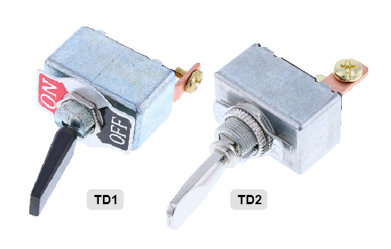 TD1 series is designed with a heavy duty die cast body and different handle options. Available in different Single Pole circuits and with the option of adding a face plate to indicate the switch position. Used in racing and transportation applications