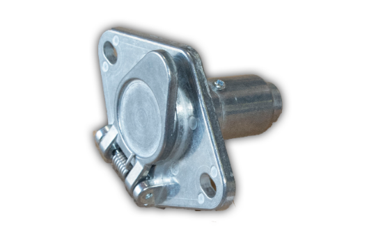 Universal 4 Pole Zinc Die Cast Connector - Socket 4-Pole Round socket vailable allowing the basic hookup of the three lighting functions (running, turn, and brake lights) plus one pin is provided for a ground wire. For automobile, truck, marine and recreational vehicle use.