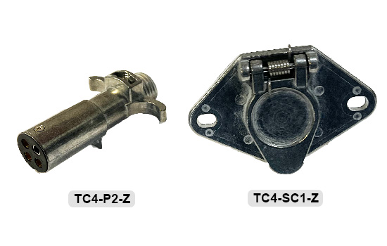 4-Pole Round plug available allowing the basic hookup of the three lighting functions (running, turn, and brake lights) plus one pin is provided for a ground wire. For automobile, truck, marine and recreational vehicle use.