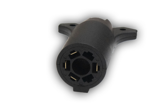 Step-Down Adaptors This one-piece molder trailer adapter allows 6 and 7 pole trailer connectors to be used in 4, 5 and 6 pole circuits. Optional tethered boot offers protection from sand, dirt and moisture when not in use.