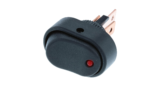 RD2 Series’ oval-shaped actuator is illuminated by a dot LED offered in four different colors. Designed with black, nylon back-up nut and 250” mounting tabs for easy and quick installation. Ideally used for marine panels or motor controls._1